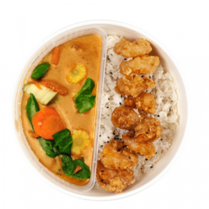 Malaysian street food curry crispy prawn